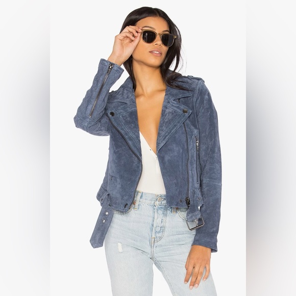 Blank NYC Jackets & Blazers - BLANK NYC Suede Moto Jacket in Slate Blue